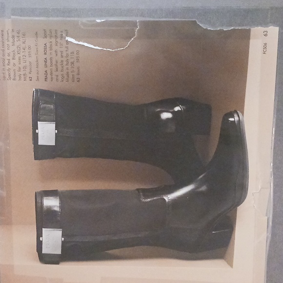 Vintage black Prada sport western boots  black nylon and leather with logo 36/6 - Picture 4 of 5